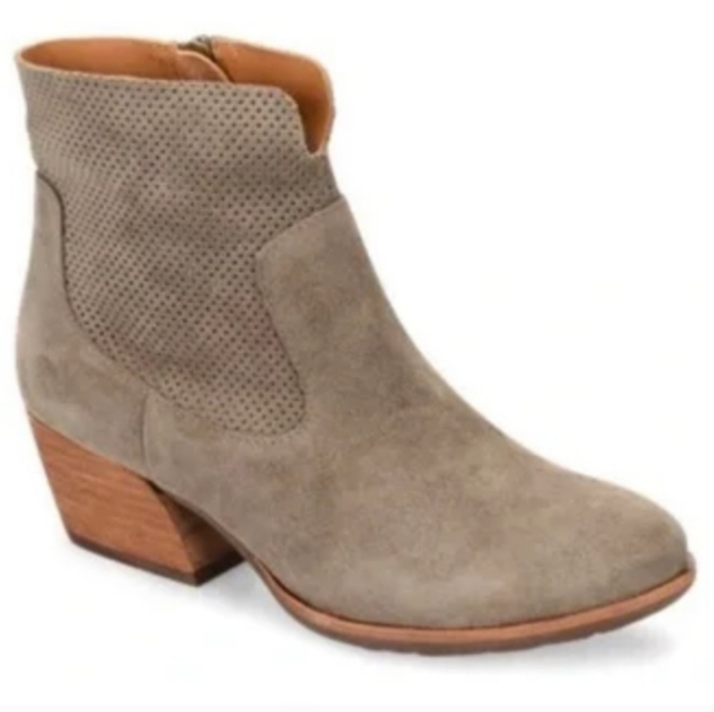 Kork-Ease*Sherrill *Perforated Suede* Ankle Boots* Taupe Gray* Sz 8.5